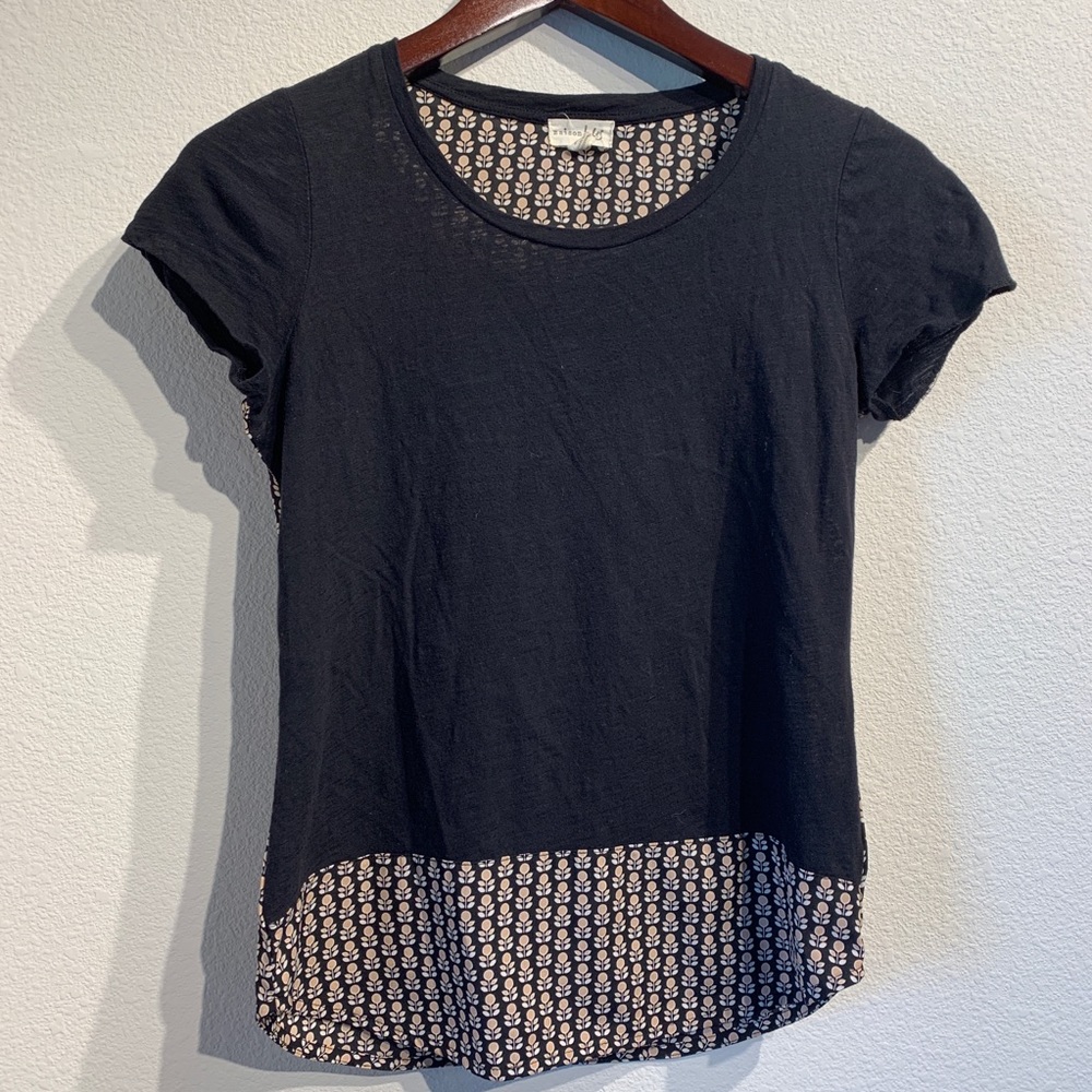 Maison Jules | Black & Floral Top. Sz XS